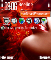 Red flower and girl tema screenshot