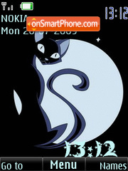 Скриншот темы SWF black cat $ moon animated