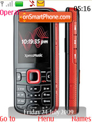Nokia 5320 Xpress Music SWF Clock tema screenshot