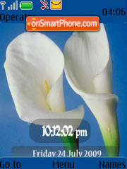 Скриншот темы White Flower SWF Clock