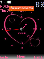 Pink Heart Clock tema screenshot