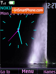 Скриншот темы Swf fountain animated analog clock