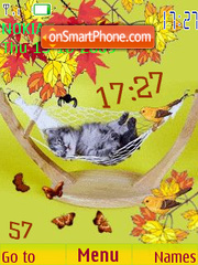 Swf autumn cat animated tema screenshot