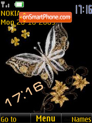 Gold butterfly clock, animation tema screenshot