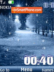 Winter night, clock, anim 12 pictures Theme-Screenshot