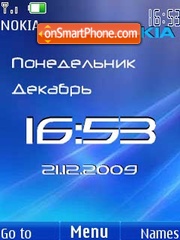 Скриншот темы Clock date blue