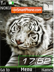 Скриншот темы White tigers, slide, clock