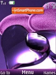Purple hearts clock tema screenshot