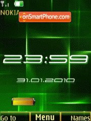 Скриншот темы Clock, battery, green, an