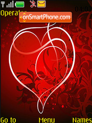 Valentines Red Heart Swf Clock tema screenshot