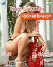 Blondie girl with red guitar tema screenshot