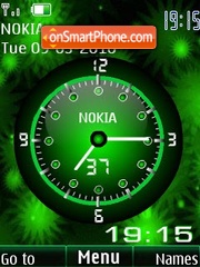 Analog clock green animated tema screenshot