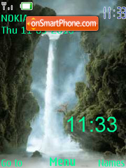 Скриншот темы Misty Waterfall clock swf