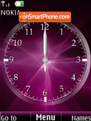 Скриншот темы Analog clock pink anim