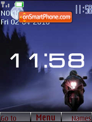 Скриншот темы Bike in Night SWF Clock