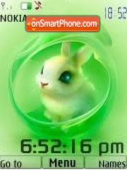Conejo verde swf clock theme screenshot
