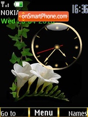 Скриншот темы White flower clock slide