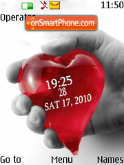 Hand heart clock tema screenshot