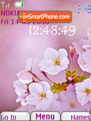 Pink Flower Clock tema screenshot