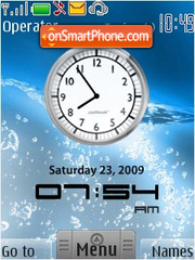 Clock on water theme screenshot