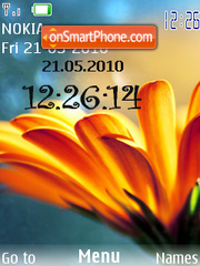 Скриншот темы Orange Flower Clock