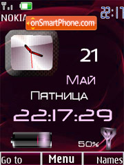 Clock, date & battery red tema screenshot