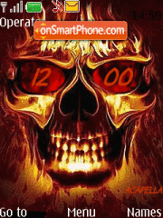 Fire Skull Clock tema screenshot