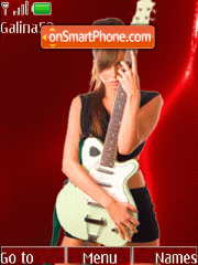 Girl with a guitar - animat tema screenshot