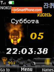 Скриншот темы Clock ind skull2 anim