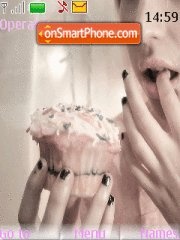 Girl with cake tema screenshot
