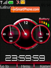 Clock-and-indicator-red tema screenshot