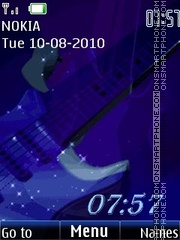 Blue guitar clock theme screenshot