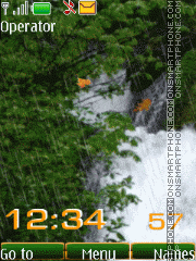 Autunm waterfall clock animated tema screenshot