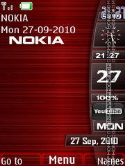 Red Metal Clock tema screenshot