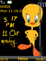 Cute Tweety Clock tema screenshot