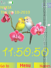 Parrot Couple Clock tema screenshot