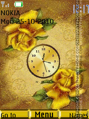 Roses and Clock tema screenshot