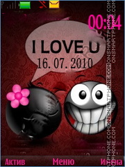 Скриншот темы love smiles clock