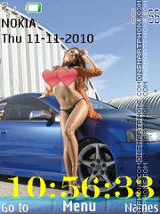 Girl and Car Clock theme screenshot