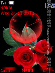 Red Roses Clock tema screenshot