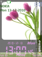 Tulips Digital Clock tema screenshot