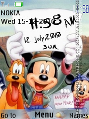 Mickey Clock N Icons tema screenshot