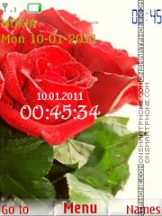 Red Rose and Clock theme screenshot