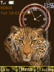 Leopard With Clock theme screenshot
