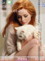 Girl with cat tema screenshot