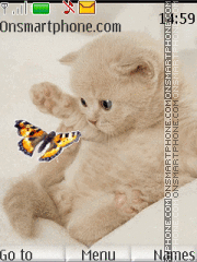 Cute kitten and butterfly tema screenshot