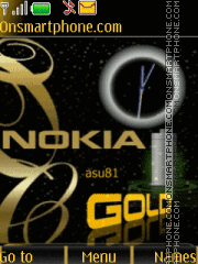 Nokia gold clock tema screenshot
