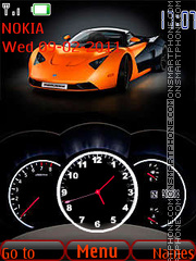 Скриншот темы Orange car and Clock