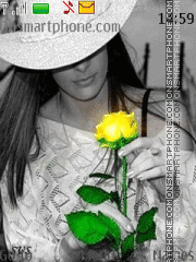 Girl with yellow rose tema screenshot