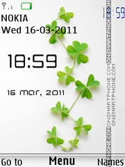 Скриншот темы Green Leaves Clock